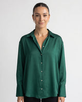 Dames Blouse met Klassieke Kraag en Manchetten Losse Pasvorm