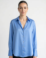 Dames Blouse met Klassieke Kraag en Manchetten Losse Pasvorm