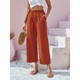 Dames Casual Broek met Hoge Taille en Rechte Pijpen