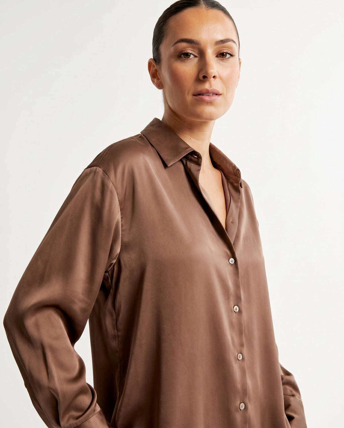 Dames Blouse met Klassieke Kraag en Manchetten Losse Pasvorm