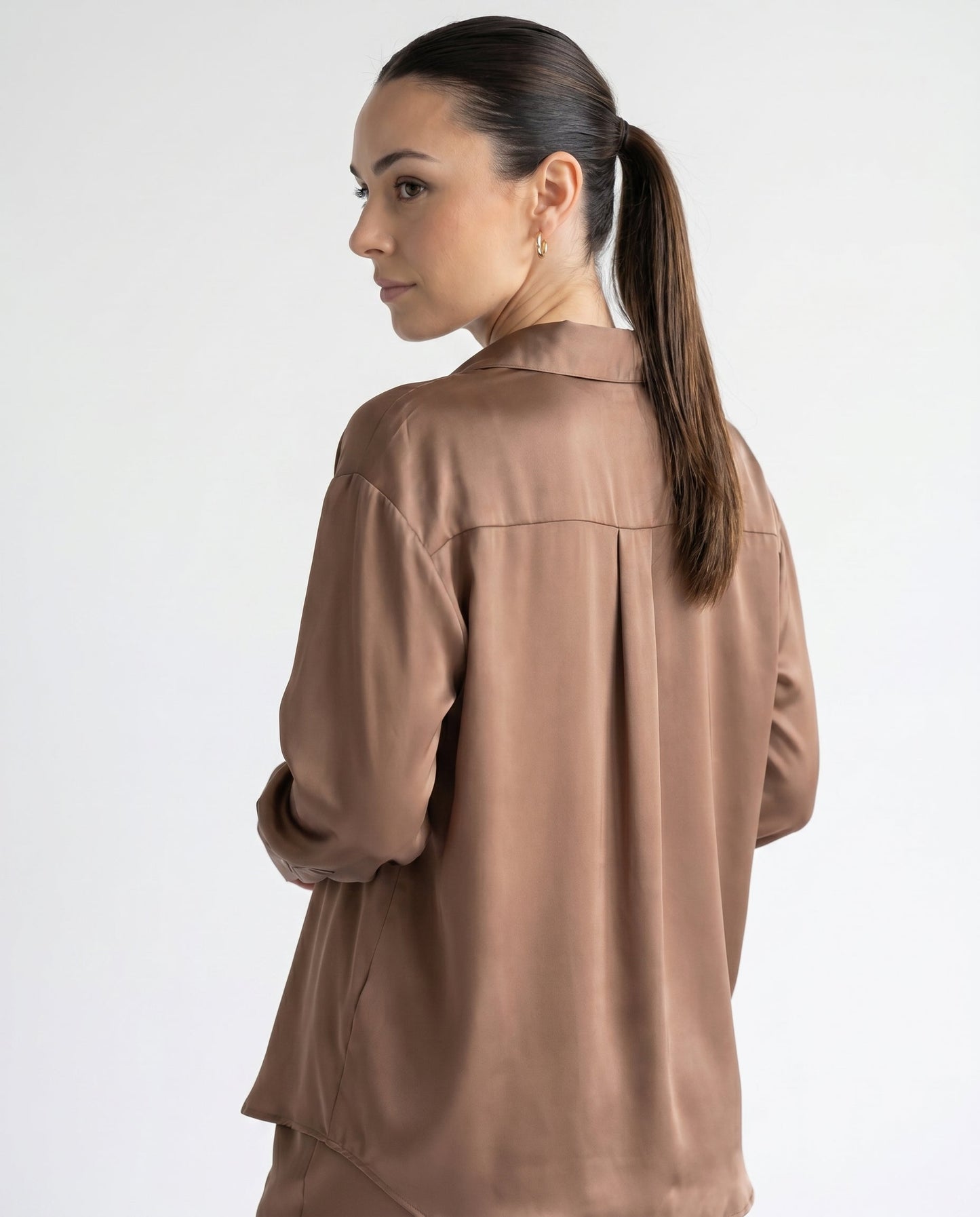 Dames Blouse met Klassieke Kraag en Manchetten Losse Pasvorm
