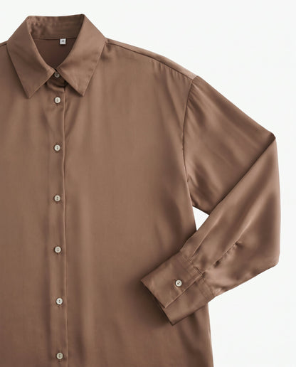 Dames Blouse met Klassieke Kraag en Manchetten Losse Pasvorm