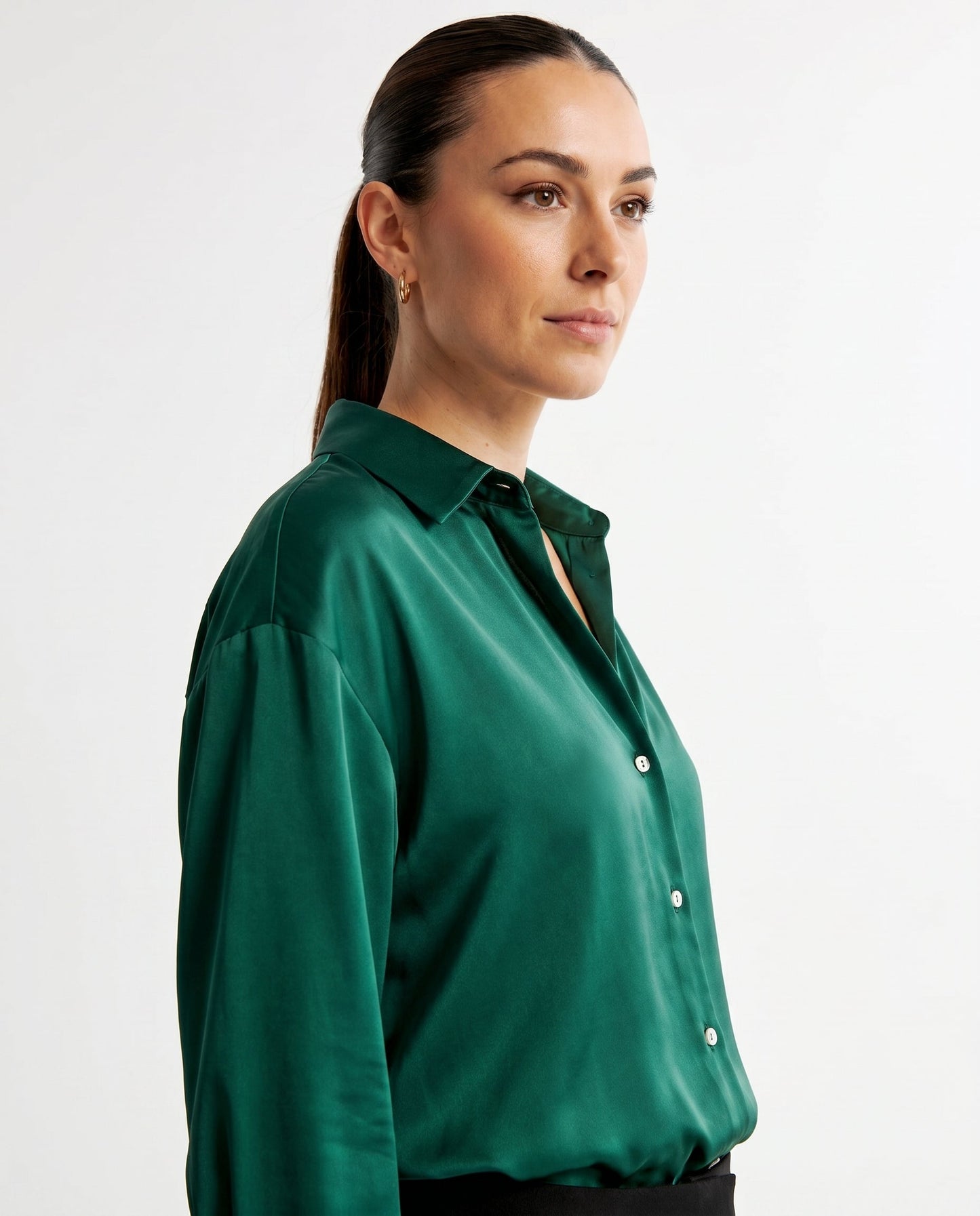 Dames Blouse met Klassieke Kraag en Manchetten Losse Pasvorm