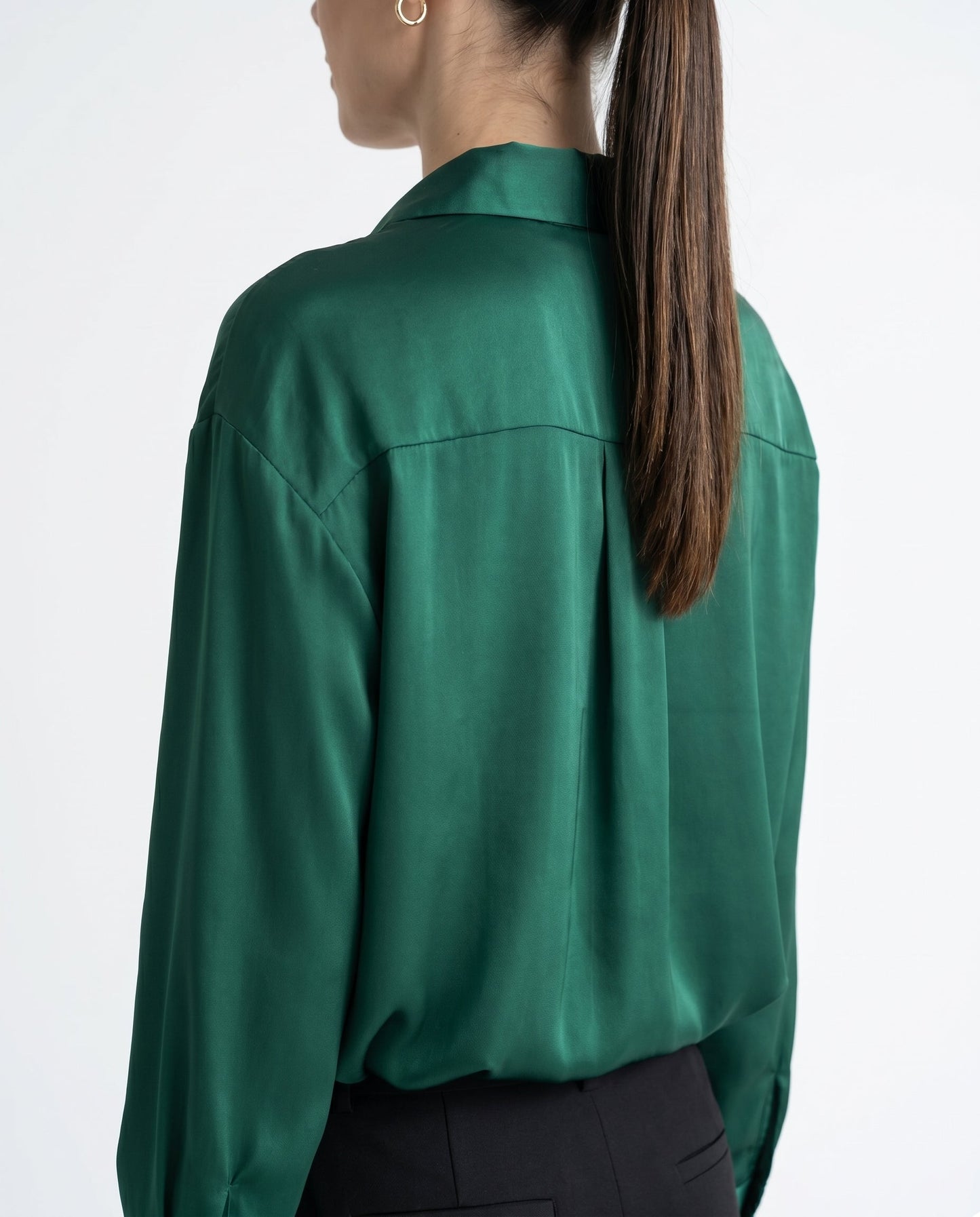 Dames Blouse met Klassieke Kraag en Manchetten Losse Pasvorm