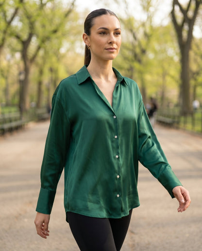 Dames Blouse met Klassieke Kraag en Manchetten Losse Pasvorm