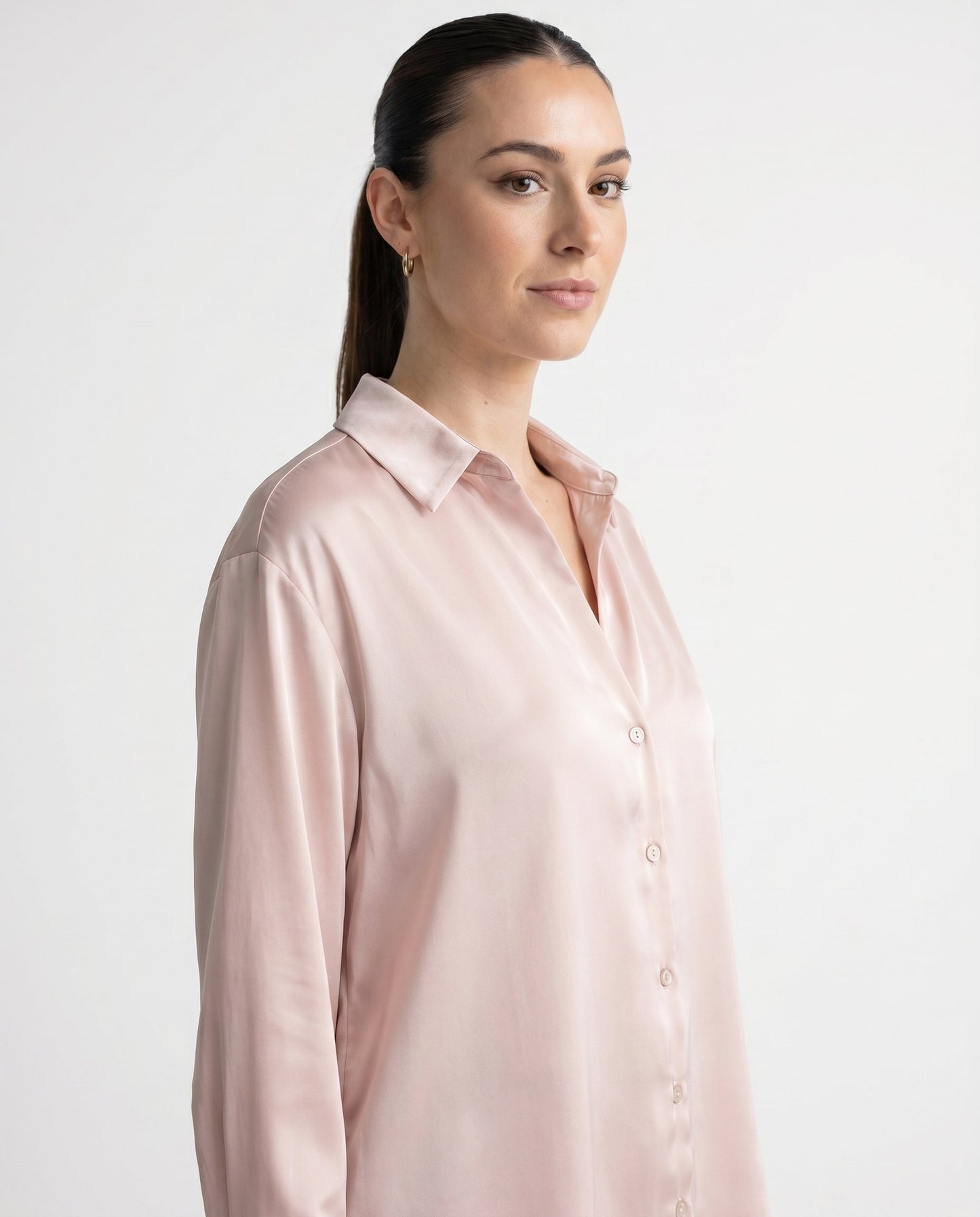 Dames Blouse met Klassieke Kraag en Manchetten Losse Pasvorm