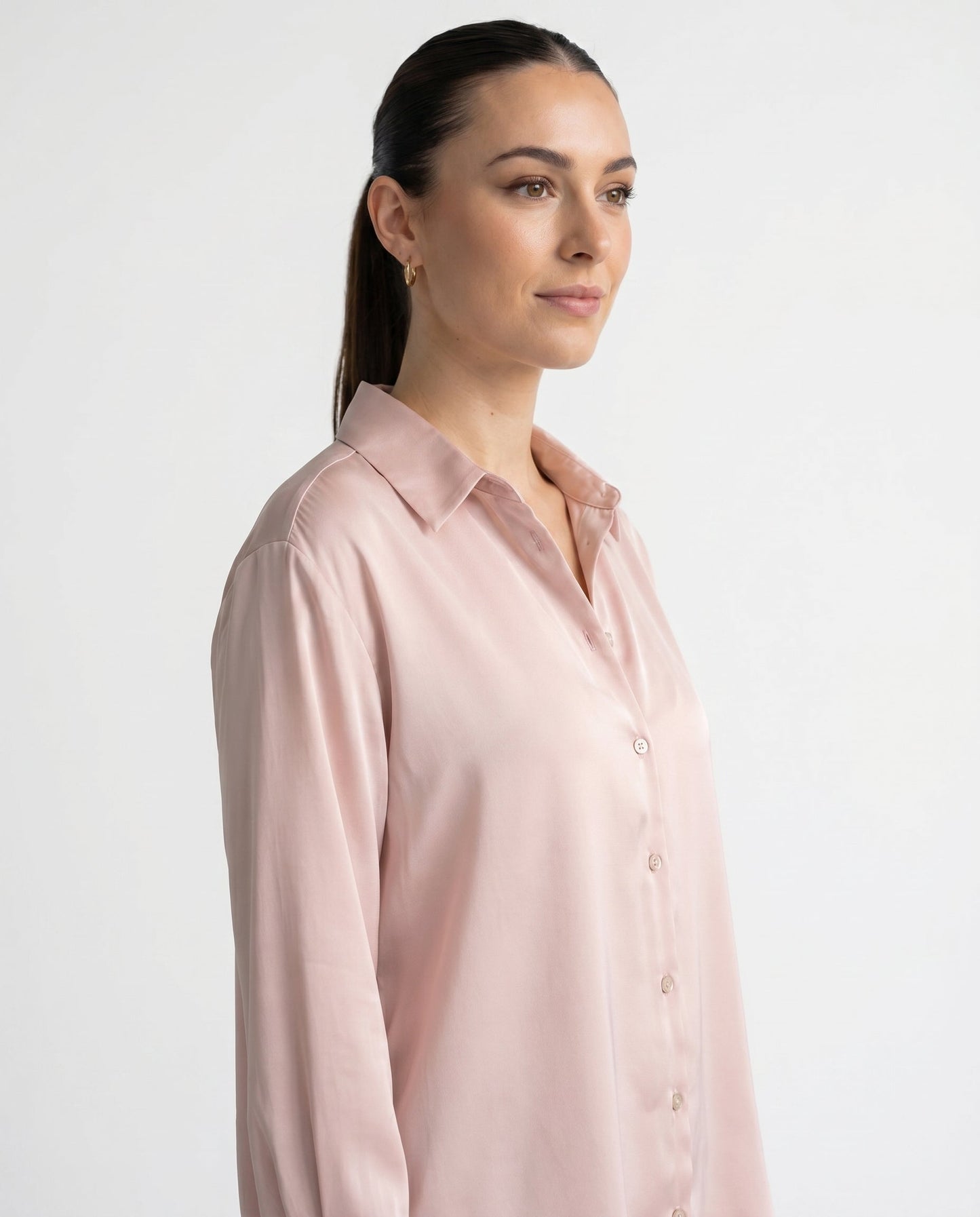 Dames Blouse met Klassieke Kraag en Manchetten Losse Pasvorm