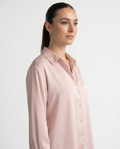 Dames Blouse met Klassieke Kraag en Manchetten Losse Pasvorm