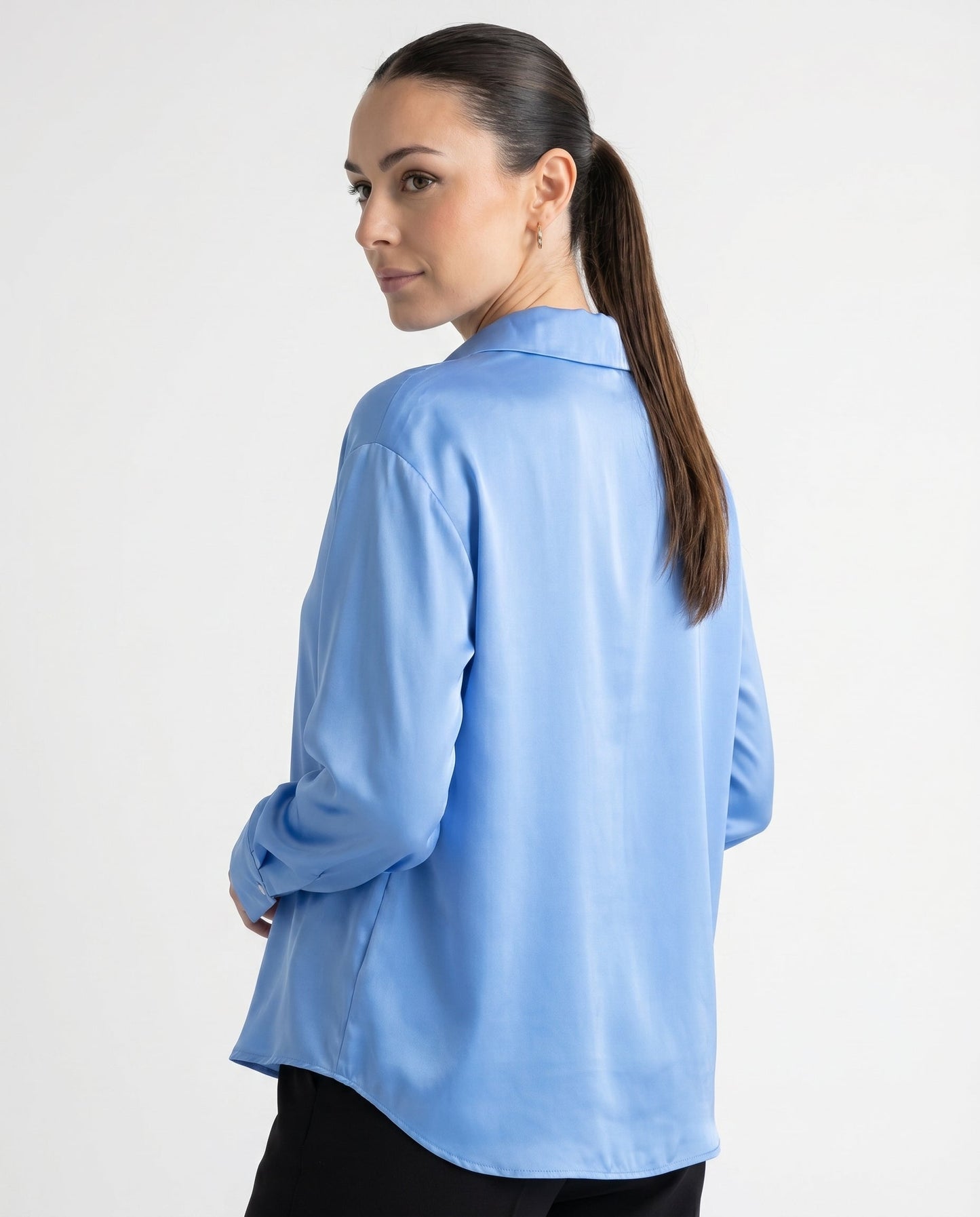 Dames Blouse met Klassieke Kraag en Manchetten Losse Pasvorm