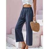 Dames Casual Broek met Hoge Taille en Rechte Pijpen