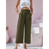 Dames Casual Broek met Hoge Taille en Rechte Pijpen